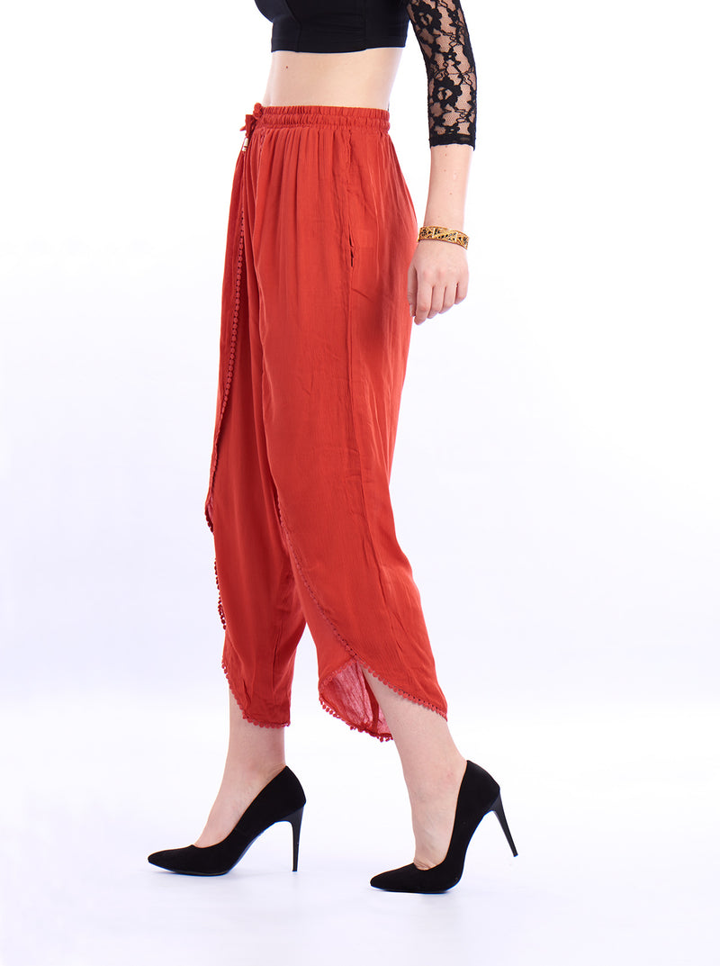 De Moza- Ladies Dhoti Pant Solid Rust Orange - De Moza (1550697889855)