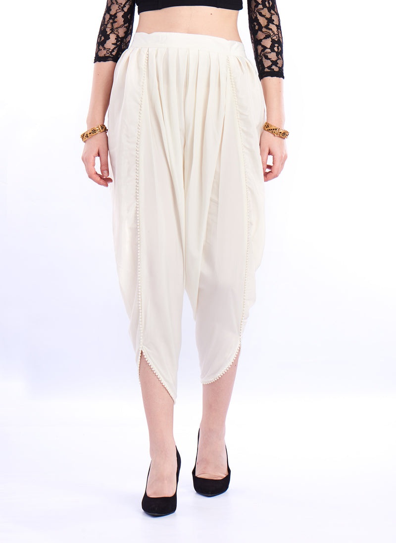 De Moza- Ladies Dhoti Pant Offwhite - De Moza (1550382399551)
