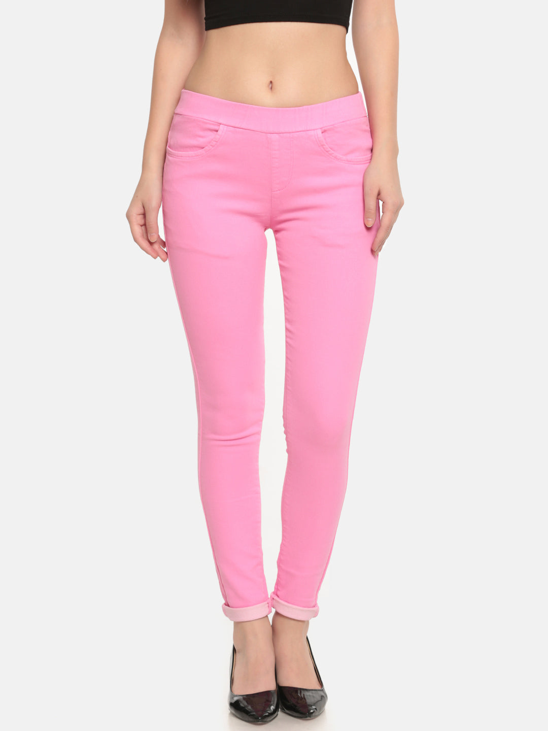 De Moza Ladies Woven Jeggings Pant Fuchsia - De Moza (681999368255)