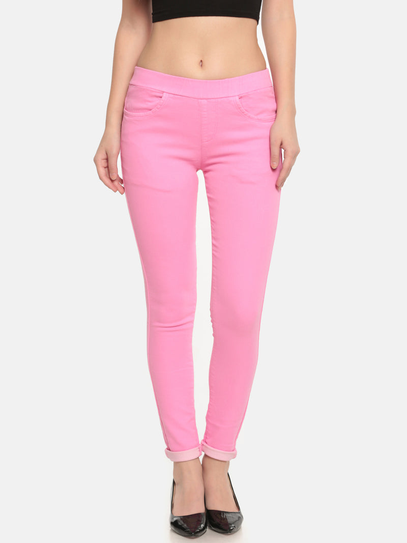 De Moza Ladies Woven Jeggings Pant Fuchsia - De Moza (681999368255)