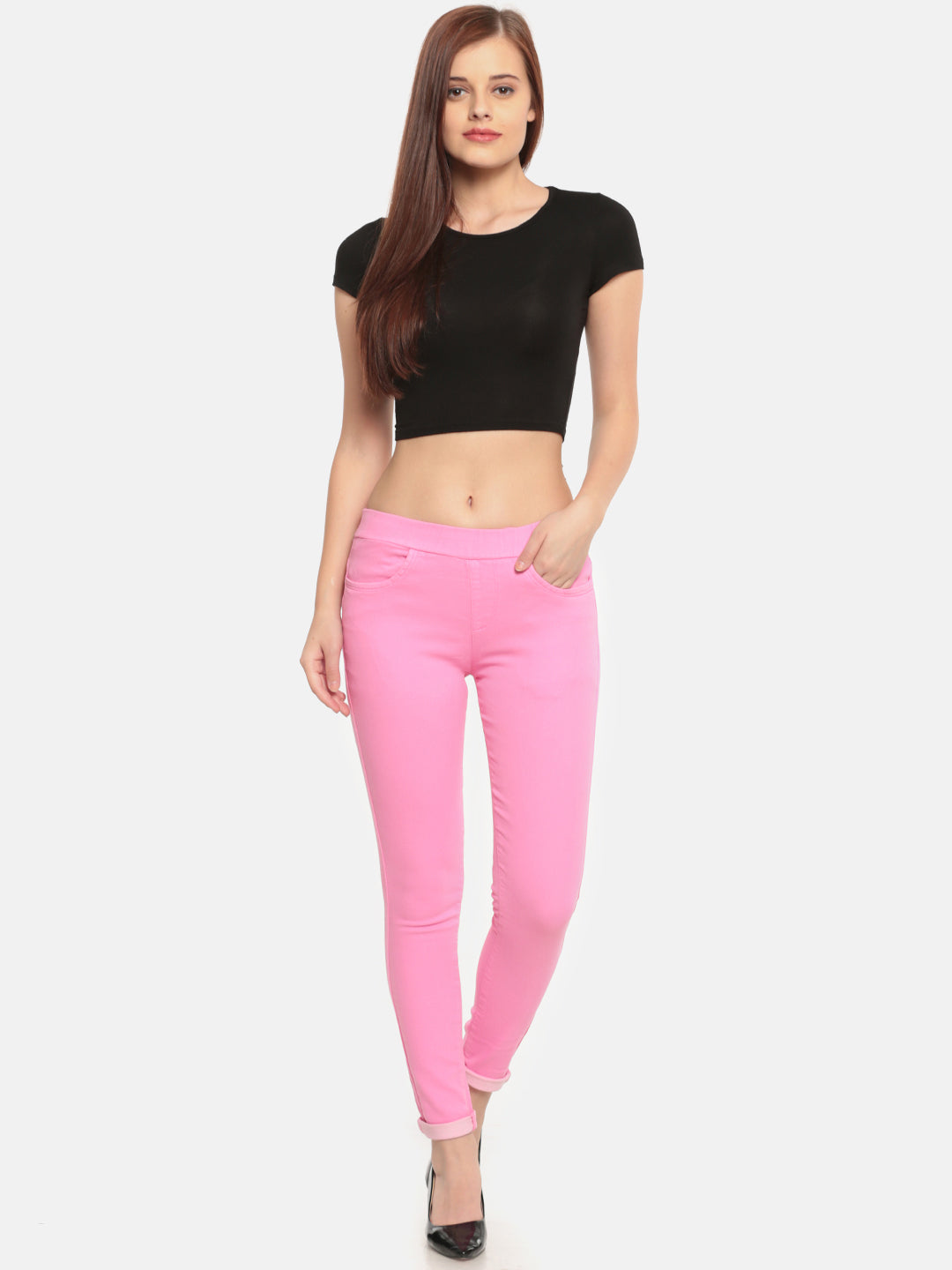De Moza Ladies Woven Jeggings Pant Fuchsia - De Moza (681999368255)