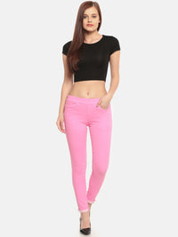 De Moza Ladies Woven Jeggings Pant Fuchsia - De Moza (681999368255)