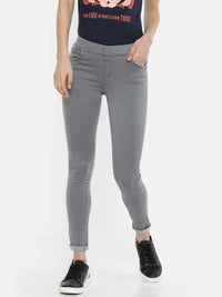 De Moza Women's Jegging Woven Bottom Solid Cotton Dark Grey - De Moza (4474999636031)