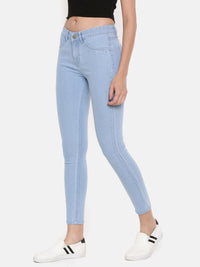 De Moza Women's Jeans Pant Woven Bottom Solid Denim Ice Blue - De Moza (4474999504959)
