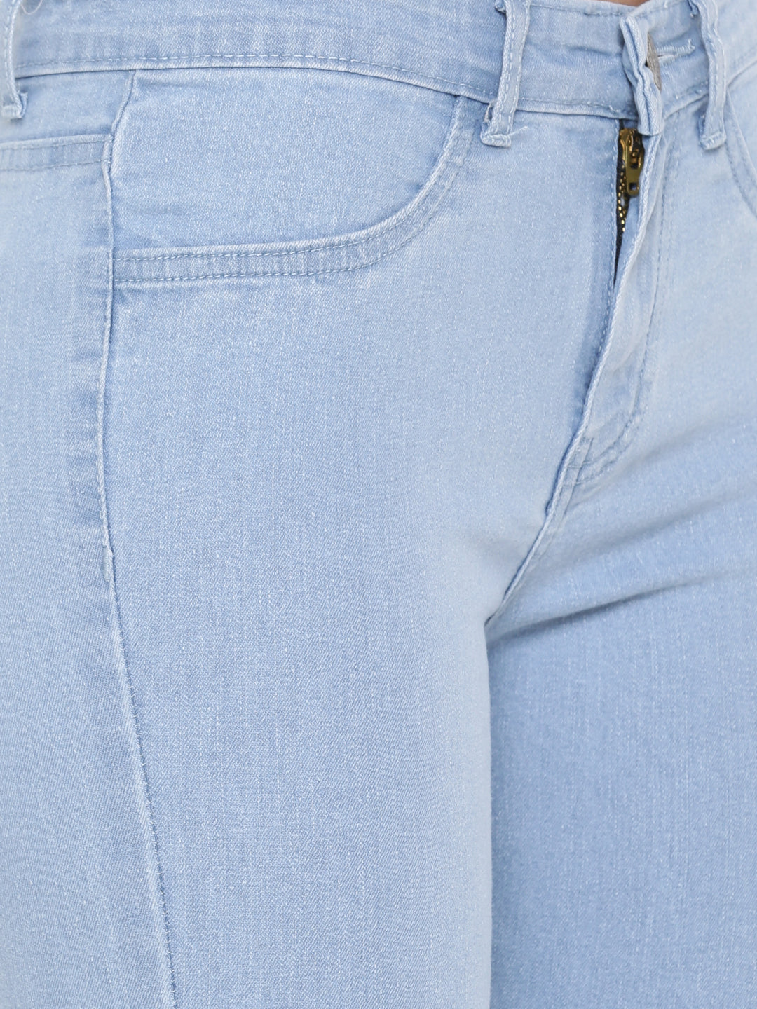 De Moza Women's Jeans Pant Woven Bottom Solid Denim Ice Blue - De Moza (4474999504959)