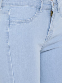 De Moza Women's Jeans Pant Woven Bottom Solid Denim Ice Blue - De Moza (4474999504959)
