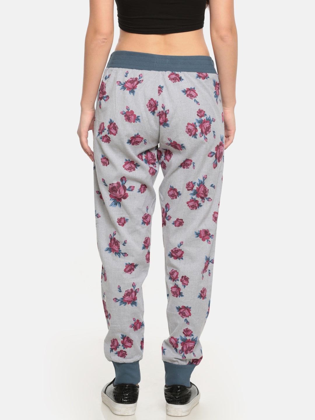 De Moza Ladies Woven Bottom Jogger Printed Cotton Red - De Moza (6643682181183)