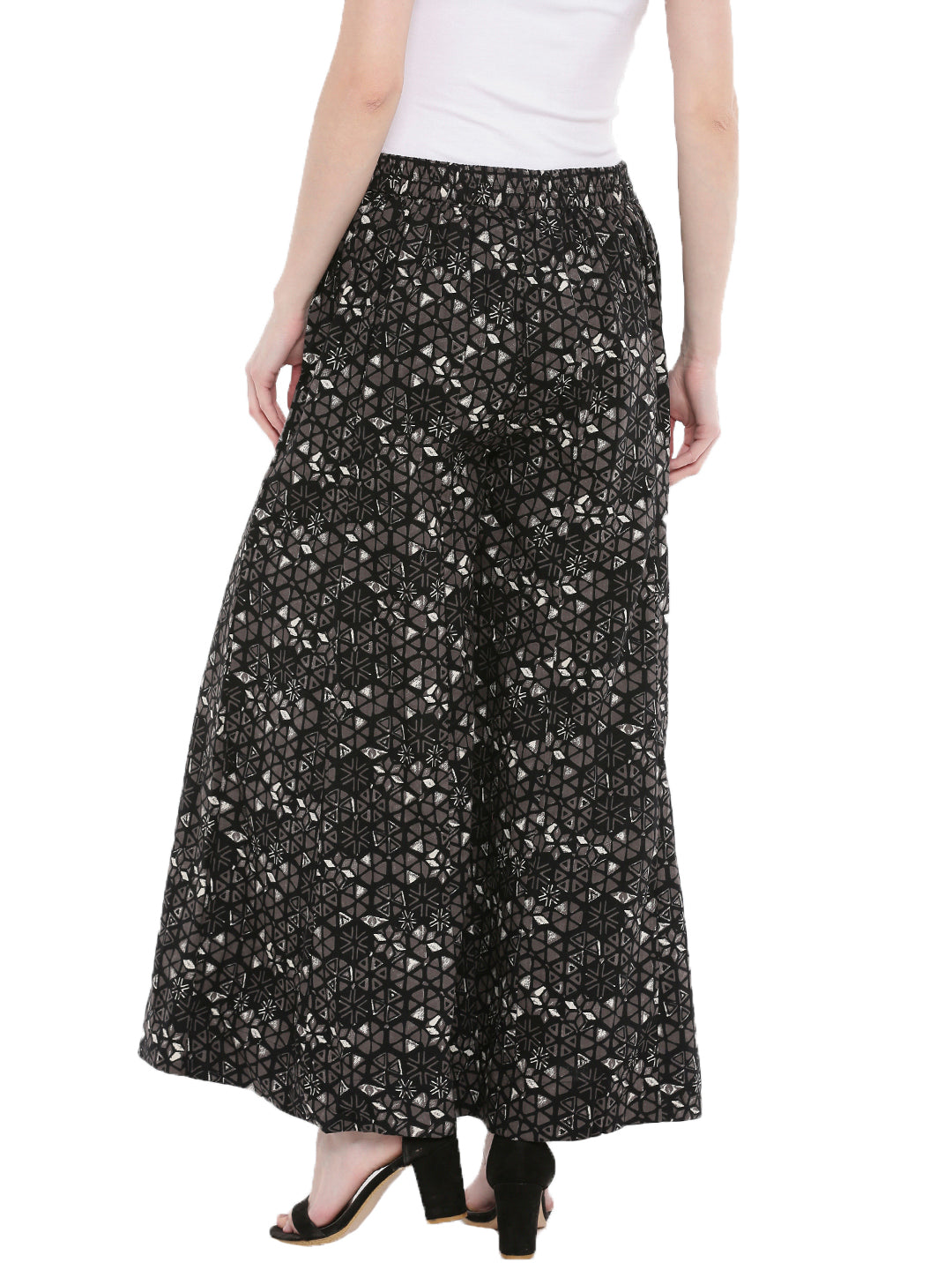De Moza Ladies Printed Woven Palazzo Black - De Moza (1668720754751)