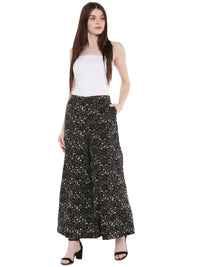 De Moza Ladies Printed Woven Palazzo Black - De Moza (1668720754751)