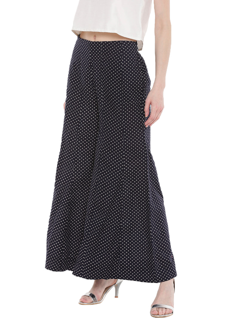 De Moza Ladies Printed Large Palazzo Dark Navy Blue - De Moza (1668821712959)