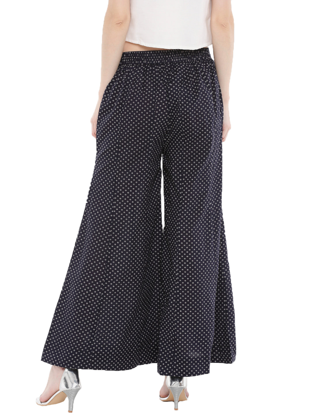De Moza Ladies Printed Large Palazzo Dark Navy Blue - De Moza (1668821712959)