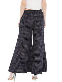 De Moza Ladies Printed Large Palazzo Dark Navy Blue - De Moza (1668821712959)
