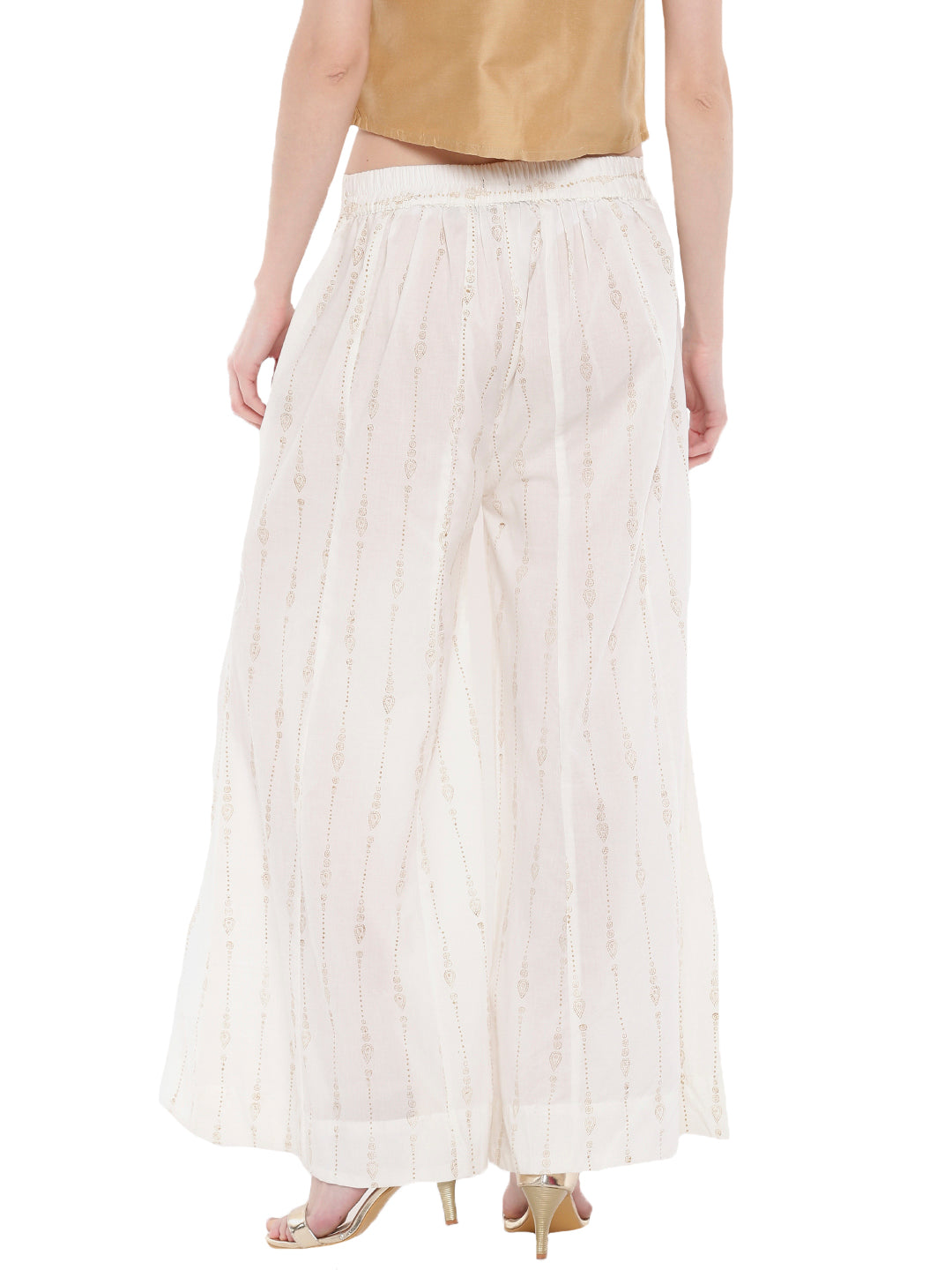 De Moza-Ladies Printed Large Palazzo Offwhite - De Moza (1668826726463)