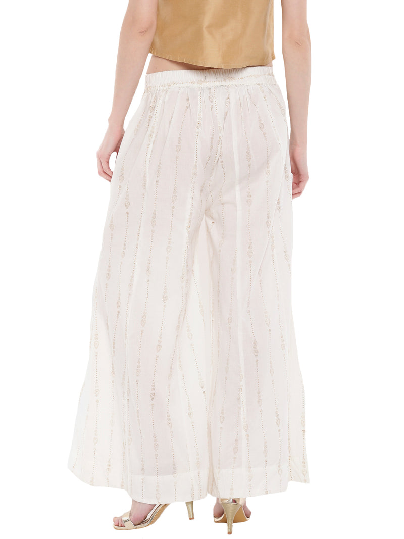 De Moza-Ladies Printed Large Palazzo Offwhite - De Moza (1668826726463)