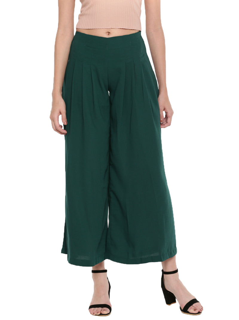 De Moza LadiesWoven Large Palazzo Bottle Green - De Moza (1606078595135)