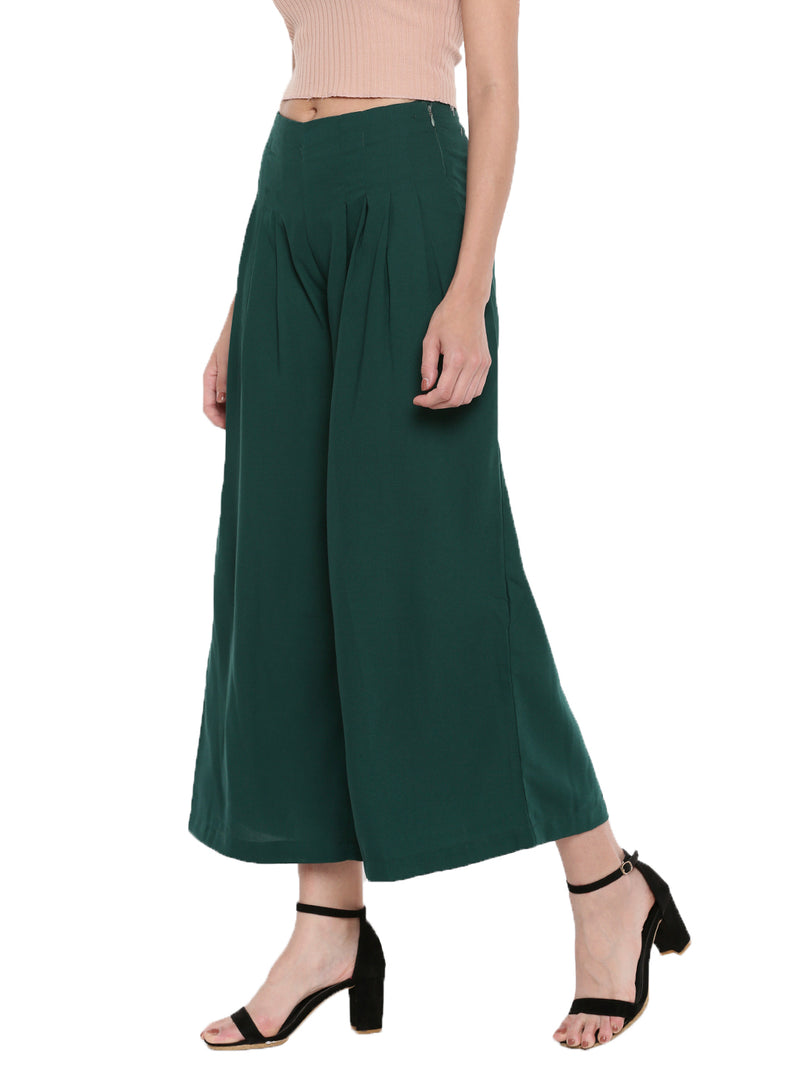 De Moza LadiesWoven Large Palazzo Bottle Green - De Moza (1606078595135)