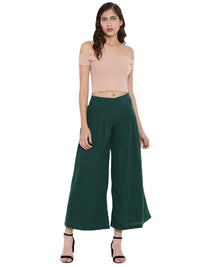 De Moza LadiesWoven Large Palazzo Bottle Green - De Moza (1606078595135)