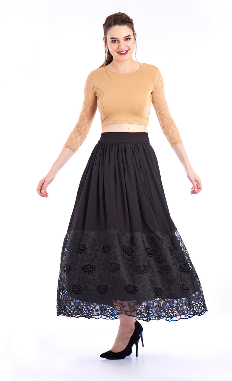 De Moza Ladies Large Skirt Woven Bottom Black - De Moza (1550723448895)