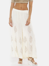 De Moza Ladies Printed Offwhite Palazzo - De Moza (1737543712831)