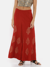De Moza Ladies Printed Red Palazzo - De Moza (1737555607615)