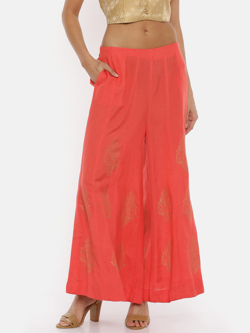 De Moza Ladies Printed Coral Palazzo - De Moza (1737570418751)