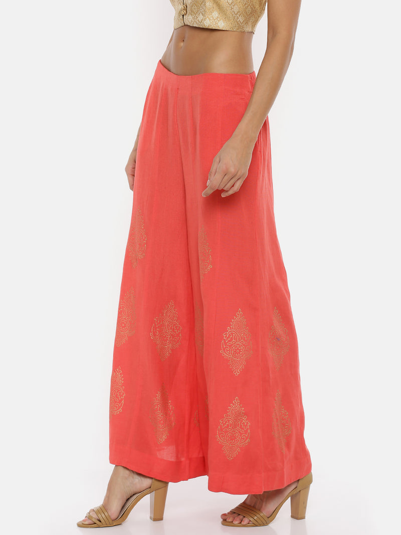 De Moza Ladies Printed Coral Palazzo - De Moza (1737570418751)