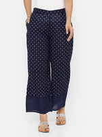 De Moza women's Printed Palazzo Woven Bottom Cotton Dark Navy Blue - De Moza (4704708722751)