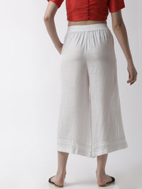 De Moza Women's Crop Palazzo Woven Bottom  Rayon White - De Moza (4499734036543)