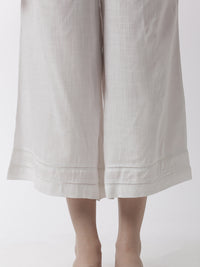 De Moza Women's Crop Palazzo Woven Bottom  Rayon White - De Moza (4499734036543)