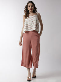De Moza Women's Crop Palazzo Woven Bottom  Rayon Coral - De Moza (4499734003775)