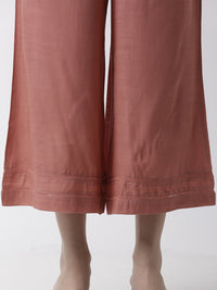 De Moza Women's Crop Palazzo Woven Bottom  Rayon Coral - De Moza (4499734003775)