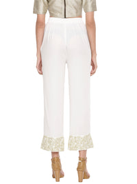 De Moza Ladies White Embroidered Palazzo - De Moza (1597259939903)