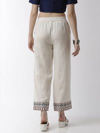 De Moza Women's Regular Palazzo Woven Bottom Embrodry Cotton Natural - De Moza (4499733741631)