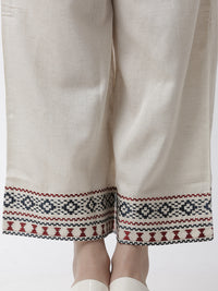 De Moza Women's Regular Palazzo Woven Bottom Embrodry Cotton Natural - De Moza (4499733741631)