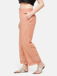 De Moza Women's Regular Palazzo Woven Bottom Embrodry Cotton Duskey Pink - De Moza (4885588017215)