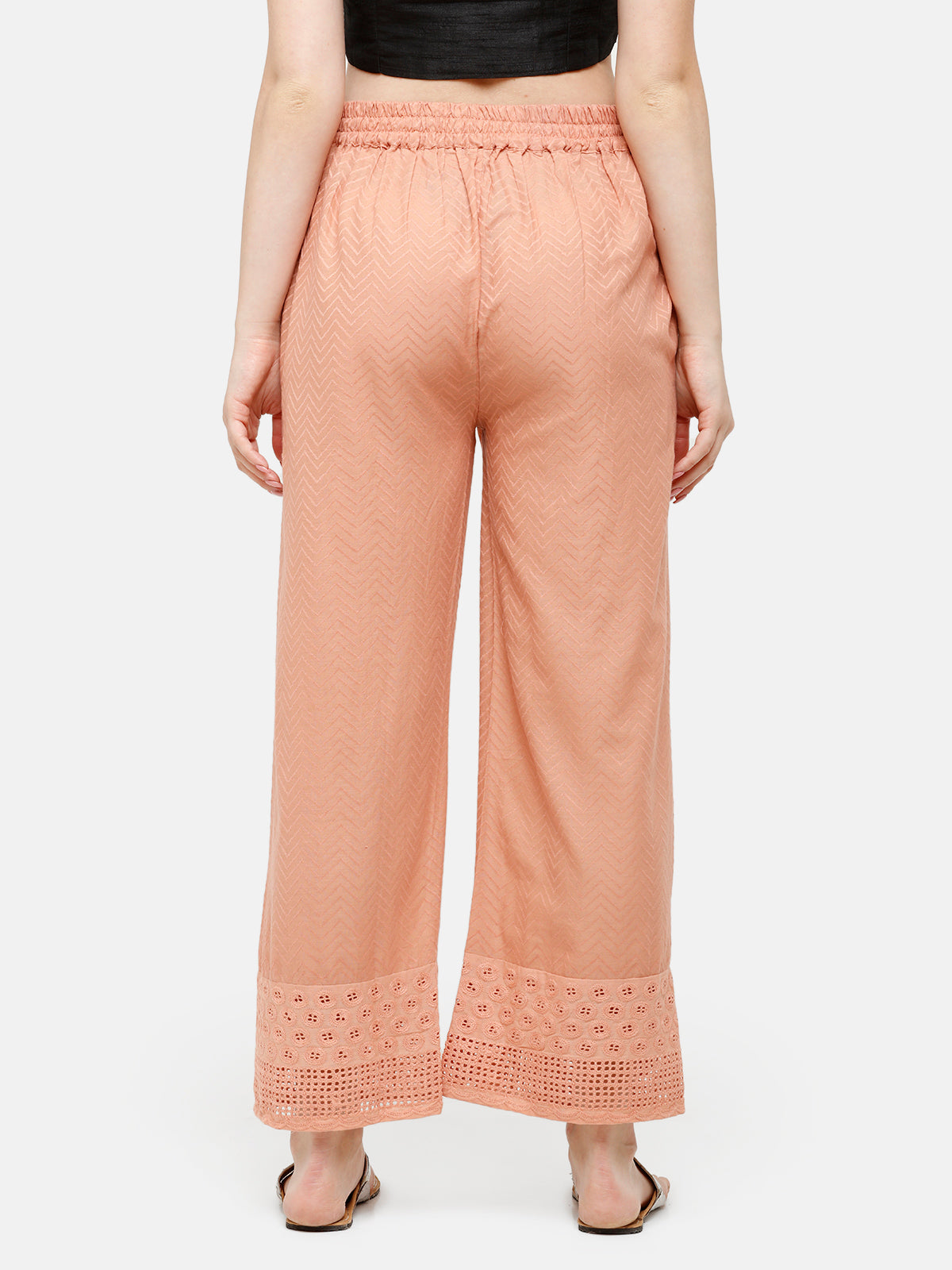 De Moza Women's Regular Palazzo Woven Bottom Embrodry Cotton Duskey Pink - De Moza (4885588017215)