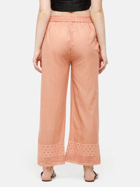 De Moza Women's Regular Palazzo Woven Bottom Embrodry Cotton Duskey Pink - De Moza (4885588017215)