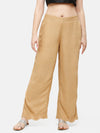 De Moza Women's Regular Palazzo Woven Bottom Embrodry Rayon Golden Beige - De Moza (4885588115519)