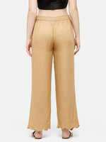 De Moza Women's Regular Palazzo Woven Bottom Embrodry Rayon Golden Beige - De Moza (4885588115519)