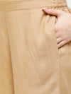 De Moza Women's Regular Palazzo Woven Bottom Embrodry Rayon Golden Beige - De Moza (4885588115519)