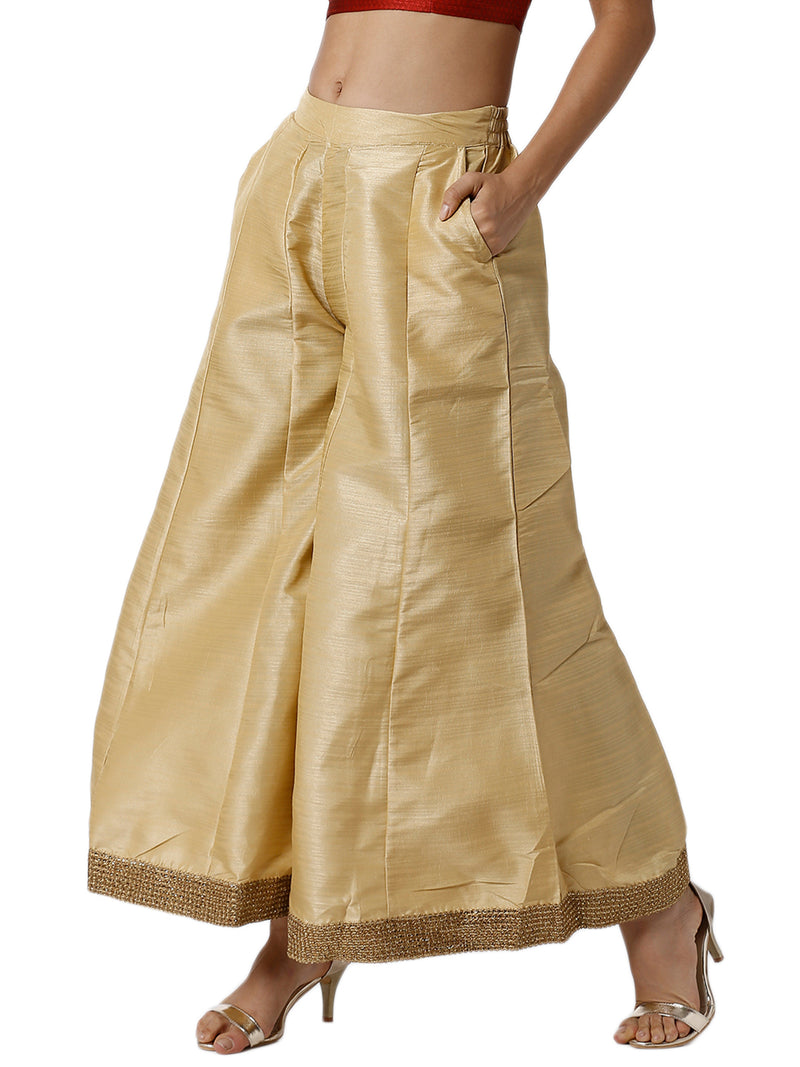 De Moza Ladies Gold Palazzo Pants - De Moza (1790272110655)