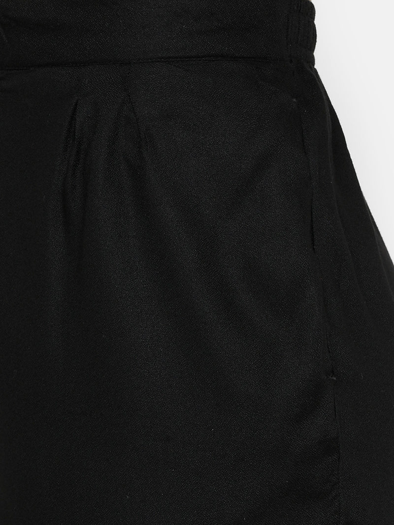 De Moza Women's Crop Palazzo Woven Bottom Solid Rayon Black - De Moza (4704709345343)