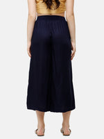De Moza Women's Crop Palazzo Woven Bottom Solid Rayon Dark Navy Blue - De Moza (4885588639807)
