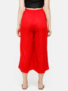 De Moza Women's Crop Palazzo Woven Bottom Solid Rayon Red - De Moza (4885588705343)