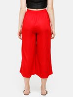De Moza Women's Crop Palazzo Woven Bottom Solid Rayon Red - De Moza (4885588705343)