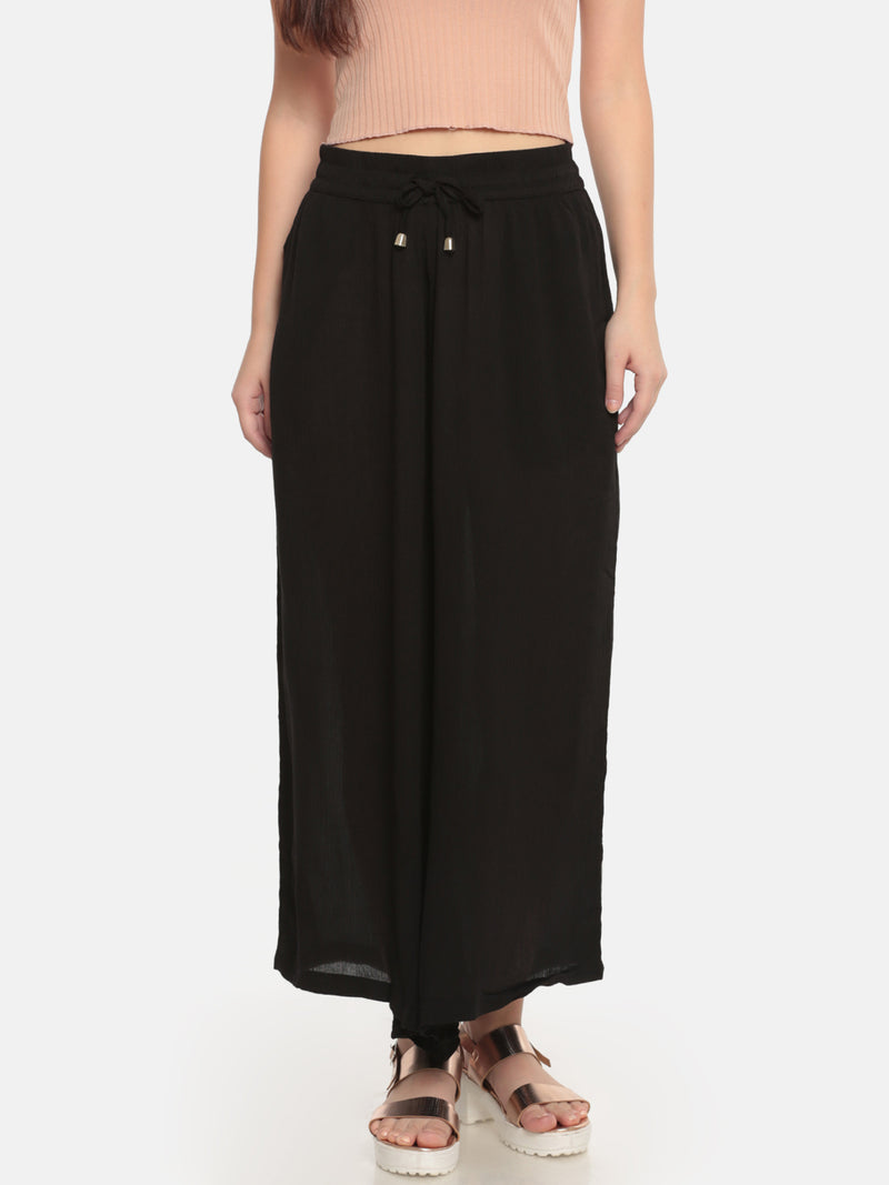 De Moza Women's Palazzo Solid Viscose Black - De Moza (4465229004863)