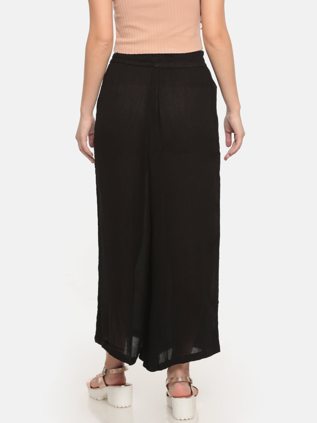 De Moza Women's Palazzo Solid Viscose Black - De Moza (4465229004863)