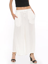 De Moza Women's Palazzo Solid Rayon Offwhite - De Moza (4465228546111)