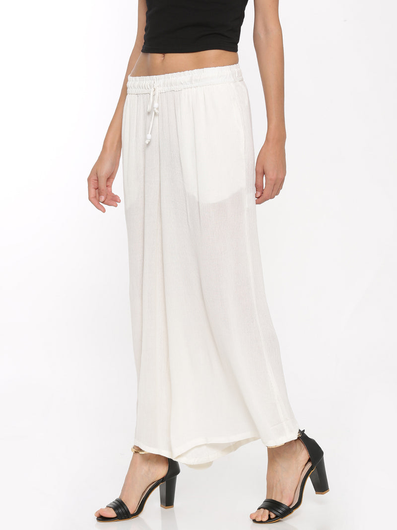 De Moza Women's Palazzo Solid Rayon Offwhite - De Moza (4465228546111)