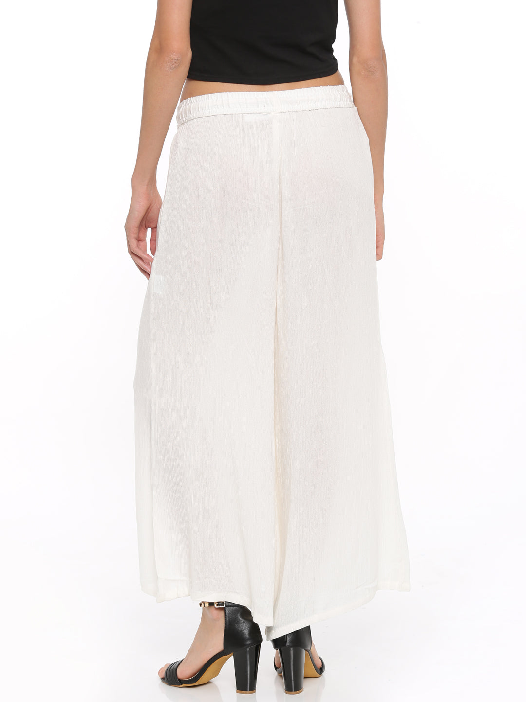 De Moza Women's Palazzo Solid Rayon Offwhite - De Moza (4465228546111)